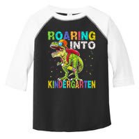 Roaring Into Kindergarten Dinosaur T Rex Back To School Boy Toddler Fine Jersey T-Shirt