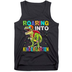 Roaring Into Kindergarten Dinosaur T Rex Back To School Boy Tank Top