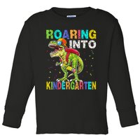 Roaring Into Kindergarten Dinosaur T Rex Back To School Boy Toddler Long Sleeve Shirt