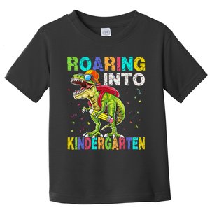 Roaring Into Kindergarten Dinosaur T Rex Back To School Boy Toddler T-Shirt