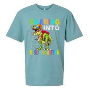 Roaring Into Kindergarten Dinosaur T Rex Back To School Boy Sueded Cloud Jersey T-Shirt