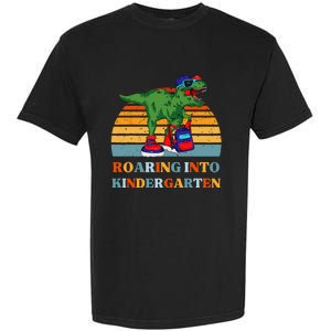 Roaring Into Kindergarten Dinosaur T Rex Back to School Garment-Dyed Heavyweight T-Shirt