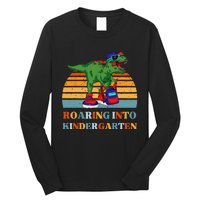 Roaring Into Kindergarten Dinosaur T Rex Back to School Long Sleeve Shirt