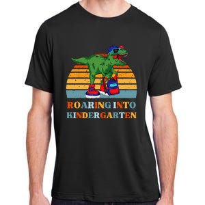 Roaring Into Kindergarten Dinosaur T Rex Back to School Adult ChromaSoft Performance T-Shirt