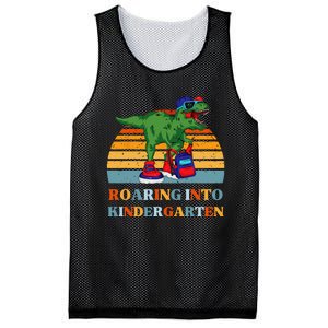 Roaring Into Kindergarten Dinosaur T Rex Back to School Mesh Reversible Basketball Jersey Tank