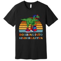 Roaring Into Kindergarten Dinosaur T Rex Back to School Premium T-Shirt