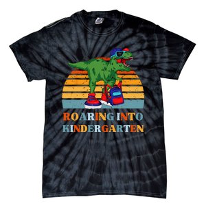 Roaring Into Kindergarten Dinosaur T Rex Back to School Tie-Dye T-Shirt