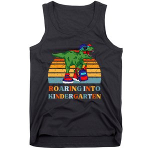 Roaring Into Kindergarten Dinosaur T Rex Back to School Tank Top