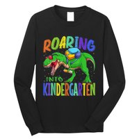 Roaring Into Kindergarten Dinosaur T Rex Back To School Boy Long Sleeve Shirt