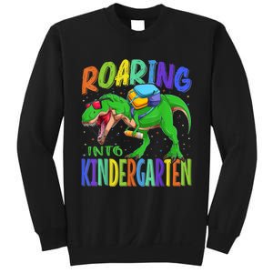 Roaring Into Kindergarten Dinosaur T Rex Back To School Boy Sweatshirt