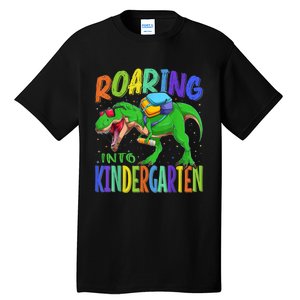 Roaring Into Kindergarten Dinosaur T Rex Back To School Boy Tall T-Shirt