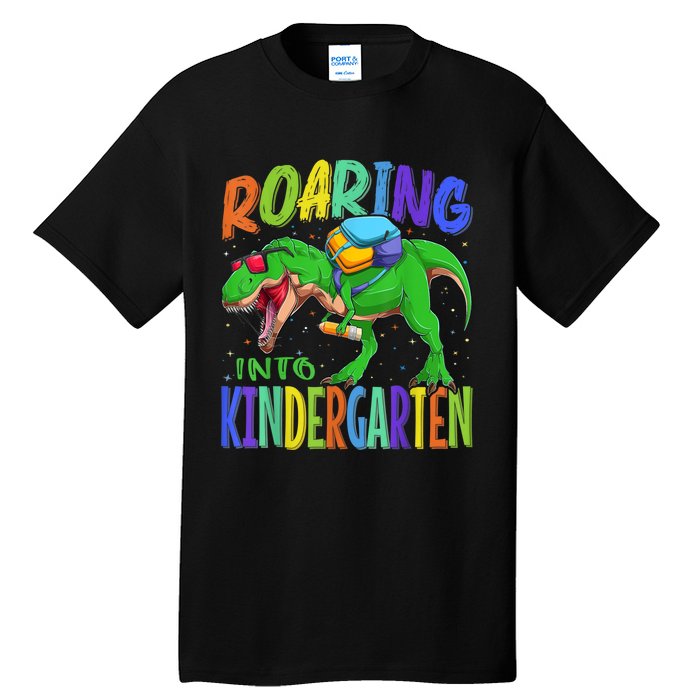 Roaring Into Kindergarten Dinosaur T Rex Back To School Boy Tall T-Shirt