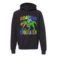 Roaring Into Kindergarten Dinosaur T Rex Back To School Boy Premium Hoodie