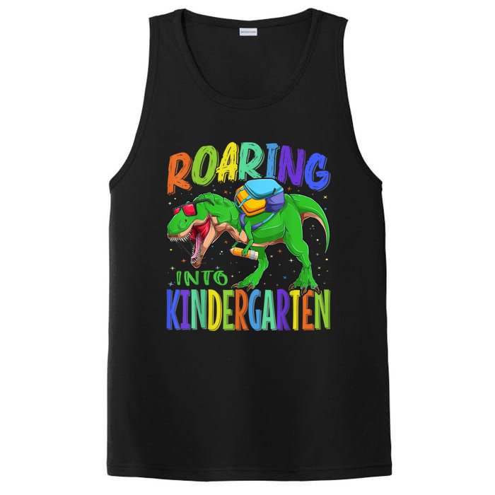 Roaring Into Kindergarten Dinosaur T Rex Back To School Boy PosiCharge Competitor Tank