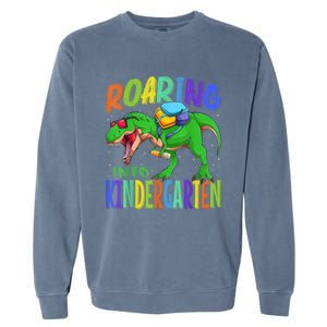 Roaring Into Kindergarten Dinosaur T Rex Back To School Boy Garment-Dyed Sweatshirt