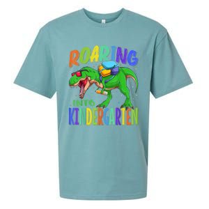 Roaring Into Kindergarten Dinosaur T Rex Back To School Boy Sueded Cloud Jersey T-Shirt