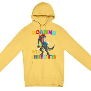 Roaring Into Kindergarten T Rex Dinosaur Back To School Premium Pullover Hoodie