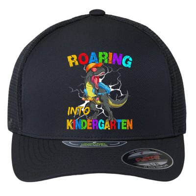 Roaring Into Kindergarten T Rex Dinosaur Back To School Flexfit Unipanel Trucker Cap