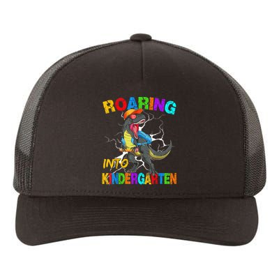 Roaring Into Kindergarten T Rex Dinosaur Back To School Yupoong Adult 5-Panel Trucker Hat