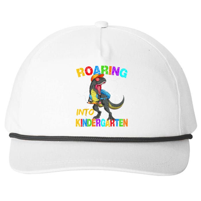 Roaring Into Kindergarten T Rex Dinosaur Back To School Snapback Five-Panel Rope Hat