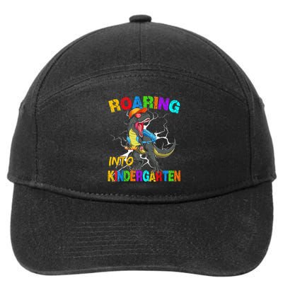 Roaring Into Kindergarten T Rex Dinosaur Back To School 7-Panel Snapback Hat