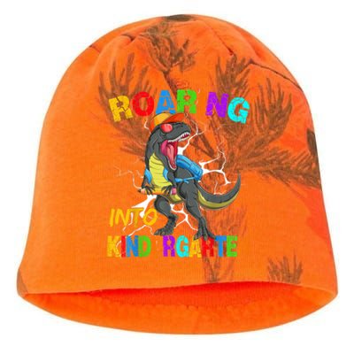 Roaring Into Kindergarten T Rex Dinosaur Back To School Kati - Camo Knit Beanie