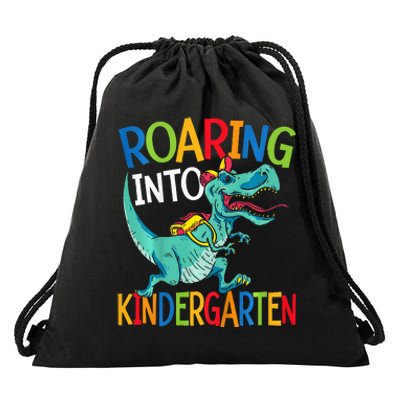 Roaring Into Kindergarten Dinosaur Student Back To School Drawstring Bag