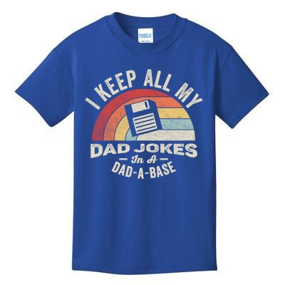 Retro I Keep All My Dad Jokes In A Dadfunny Giftafunny Giftbase Cool Dad Gift Kids T-Shirt