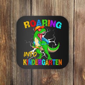 Roaring Into Kindergarten T Rex Dinosaur Back To School Coaster