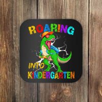 Roaring Into Kindergarten T Rex Dinosaur Back To School Coaster