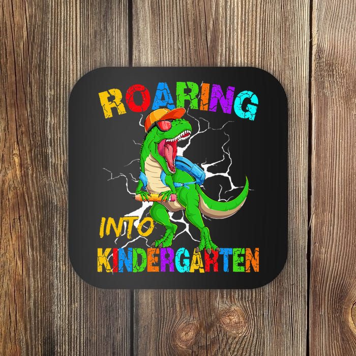 Roaring Into Kindergarten T Rex Dinosaur Back To School Coaster