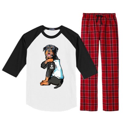 Rottweiler I Love Mom Tattoo Raglan Sleeve Pajama Set