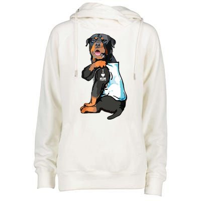 Rottweiler I Love Mom Tattoo Womens Funnel Neck Pullover Hood