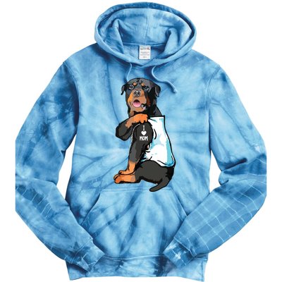 Rottweiler I Love Mom Tattoo Tie Dye Hoodie