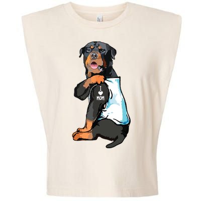 Rottweiler I Love Mom Tattoo Garment-Dyed Women's Muscle Tee