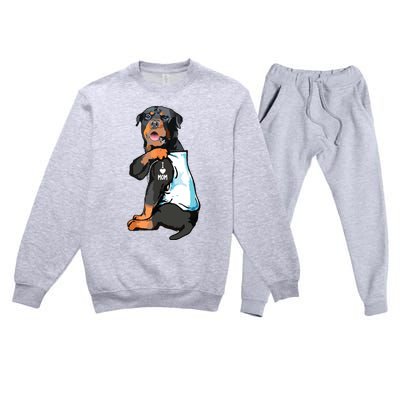 Rottweiler I Love Mom Tattoo Premium Crewneck Sweatsuit Set