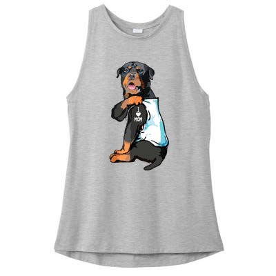 Rottweiler I Love Mom Tattoo Ladies PosiCharge Tri-Blend Wicking Tank