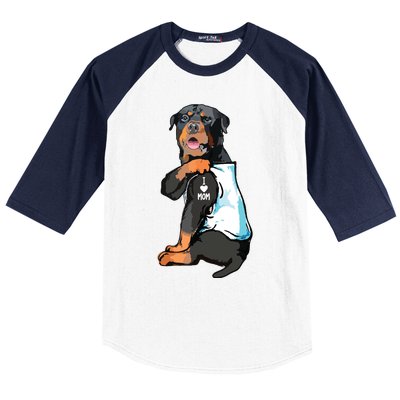 Rottweiler I Love Mom Tattoo Baseball Sleeve Shirt