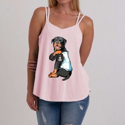 Rottweiler I Love Mom Tattoo Women's Strappy Tank