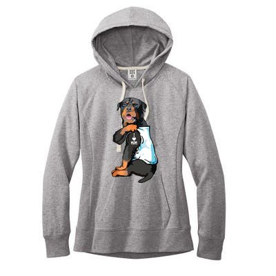 Rottweiler I Love Mom Tattoo Women's Fleece Hoodie