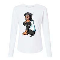 Rottweiler I Love Mom Tattoo Womens Cotton Relaxed Long Sleeve T-Shirt