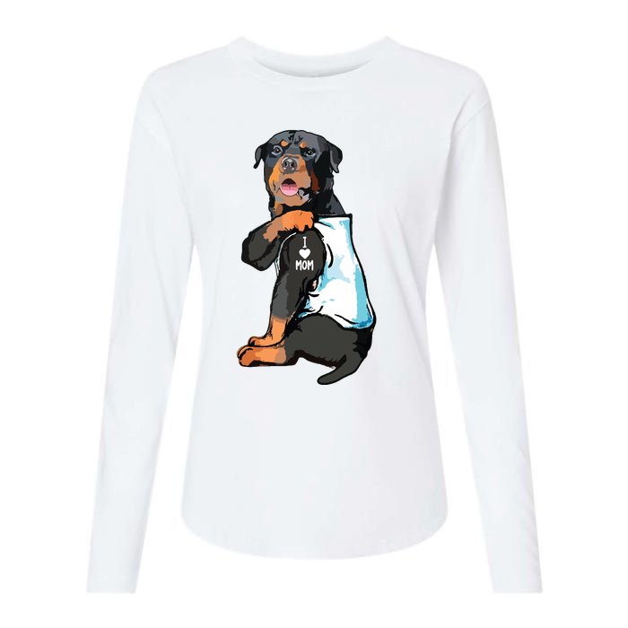 Rottweiler I Love Mom Tattoo Womens Cotton Relaxed Long Sleeve T-Shirt