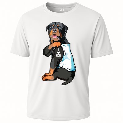 Rottweiler I Love Mom Tattoo Cooling Performance Crew T-Shirt