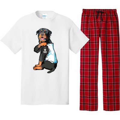 Rottweiler I Love Mom Tattoo Pajama Set