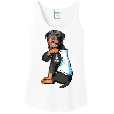 Rottweiler I Love Mom Tattoo Ladies Essential Tank