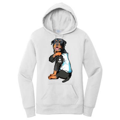 Rottweiler I Love Mom Tattoo Women's Pullover Hoodie