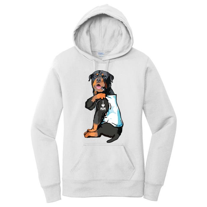 Rottweiler I Love Mom Tattoo Women's Pullover Hoodie