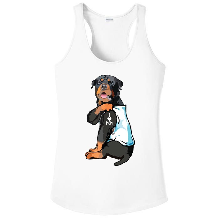 Rottweiler I Love Mom Tattoo Ladies PosiCharge Competitor Racerback Tank