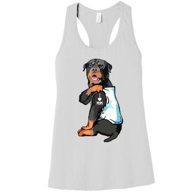 Rottweiler I Love Mom Tattoo Women's Racerback Tank