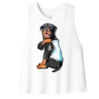 Rottweiler I Love Mom Tattoo Women's Racerback Cropped Tank